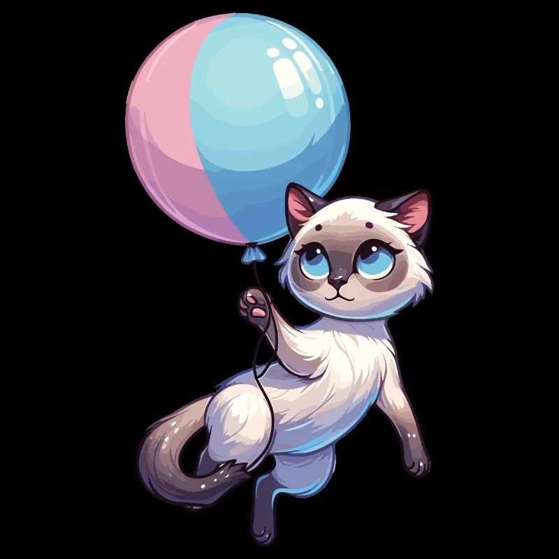 Katze mit Luftballon