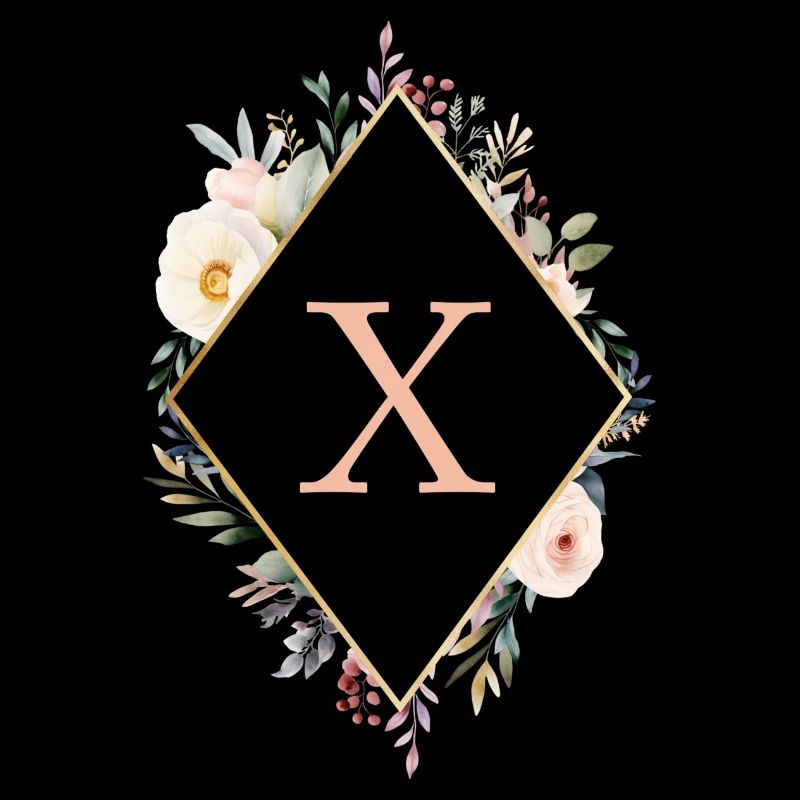X Monogram, Floral, Boho
