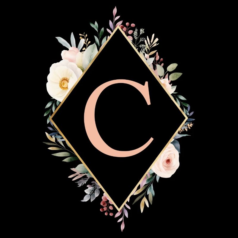 C Monogram, Floral, Boho