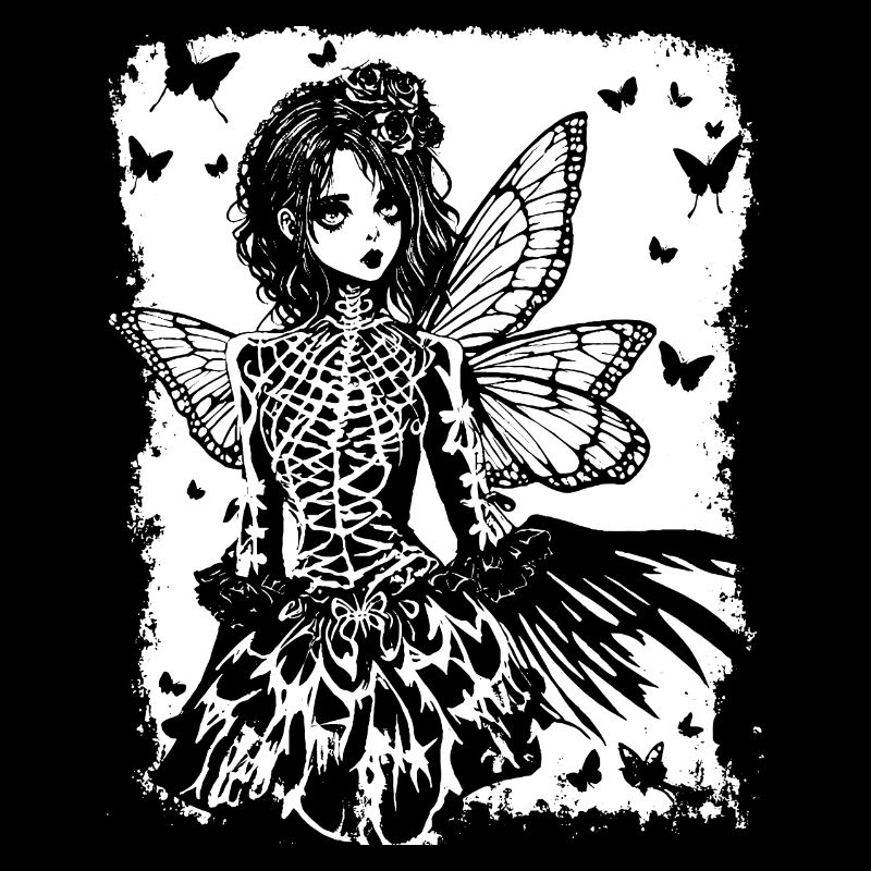 Fairycore Ästhetik Skelett Fee Goth Gothic G