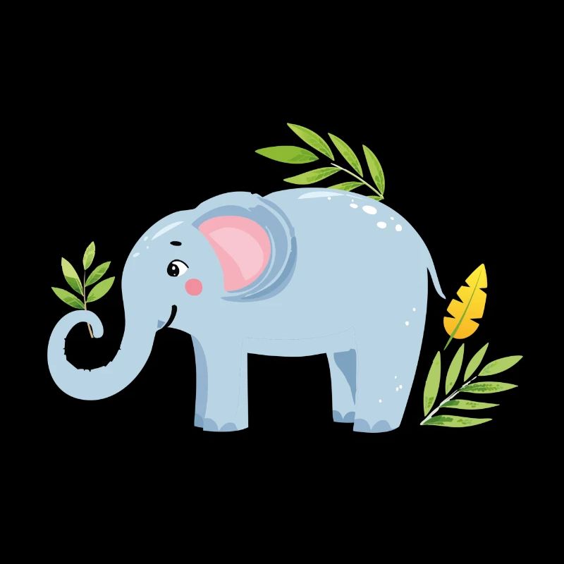 Bébé éléphant avec une feuille