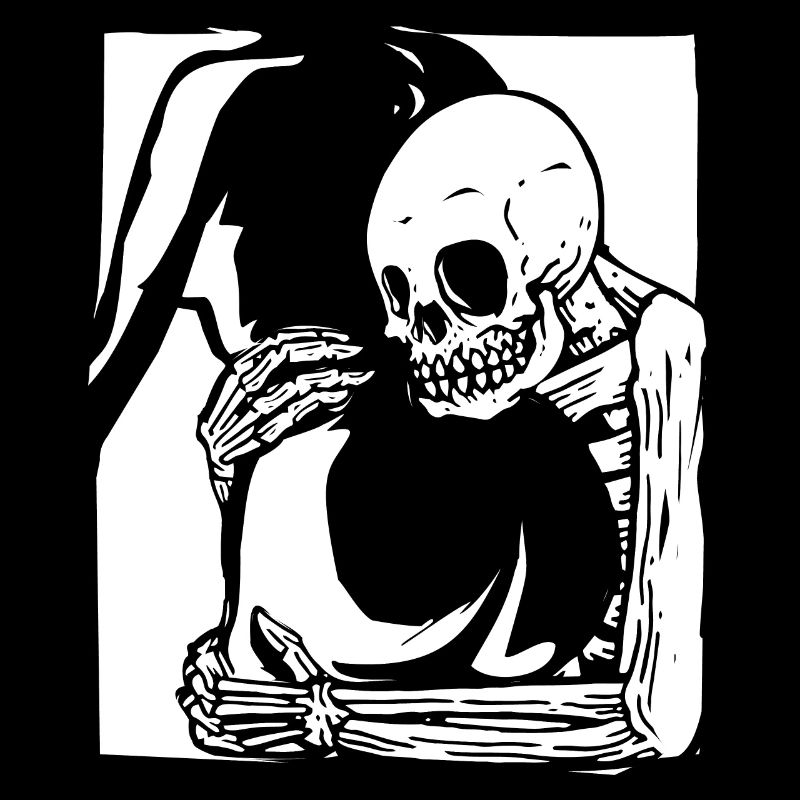 Fld.) Squelette Butt Hug | Gravure sur bois trouvé