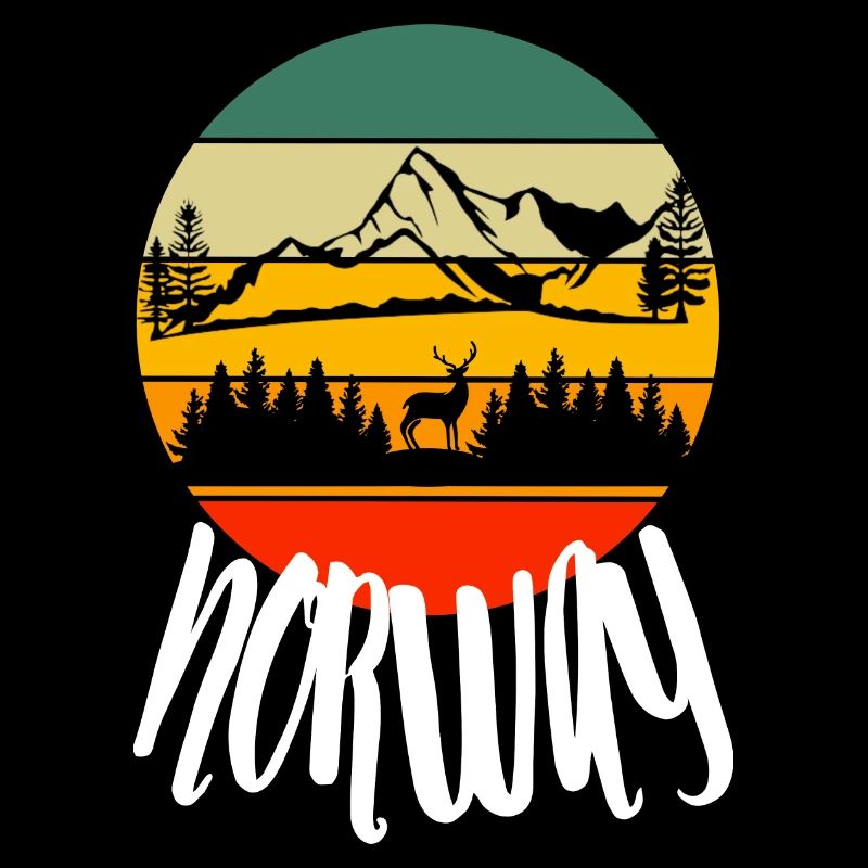 Norway Mountains Forest Trees Deer Retro Nature