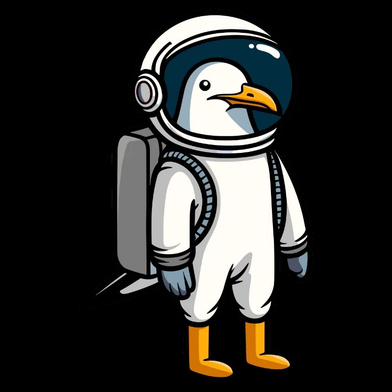 Comic Möwe Beruf Astronaut im Weltall Raumanzug