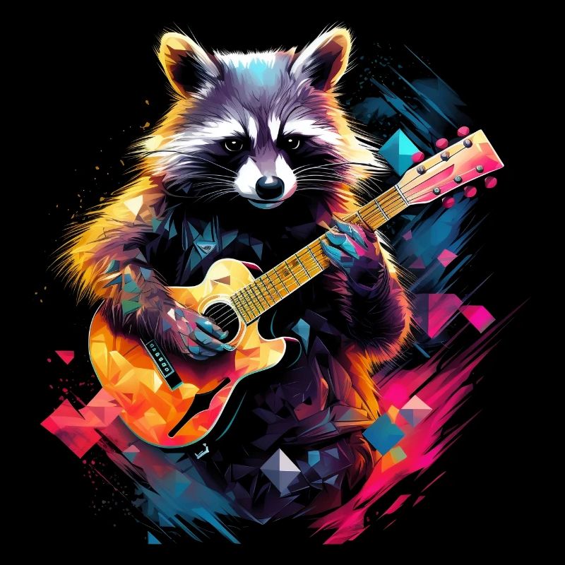 Racoon playing guitar