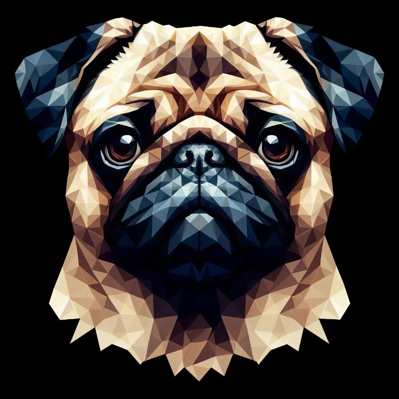 Mops Hund Polygon Portrait Kunst Stil