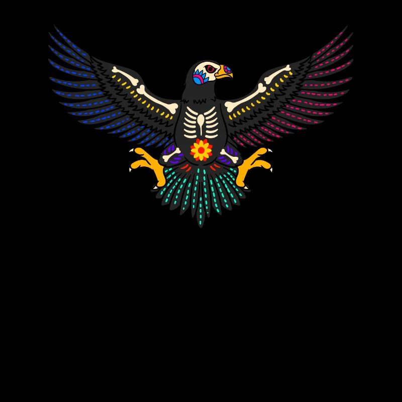 Day of the dead colored eagle mexican