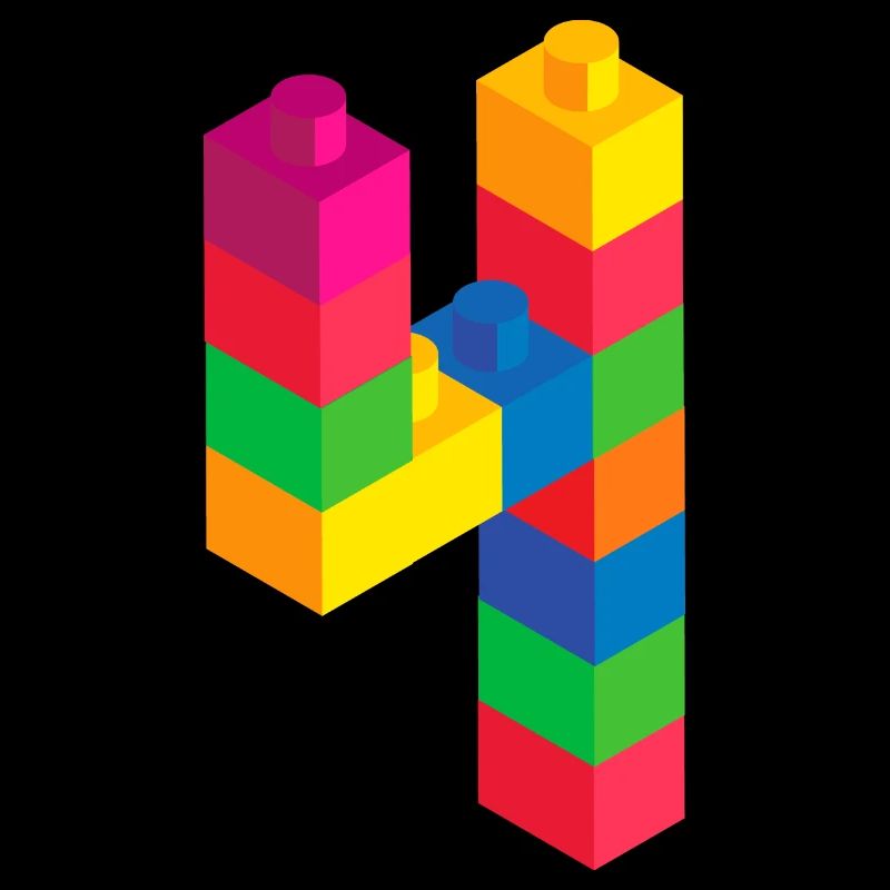 Cute Block Building 4th Birthday Gift 4 Year Old