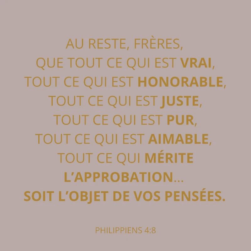 PHILIPPIENS 4:8 - VERSET DE LA BIBLE - Couleur or