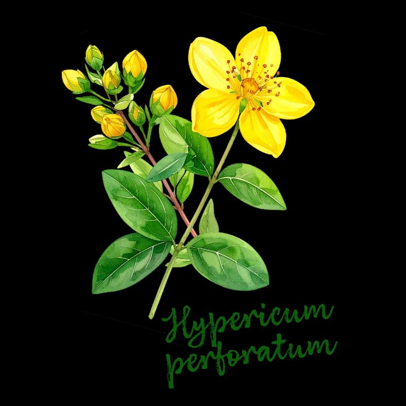 Hypericum perforatum - botanische Illustration
