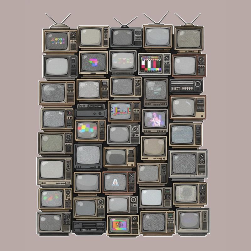 Retro Fernseh-Stack Collage