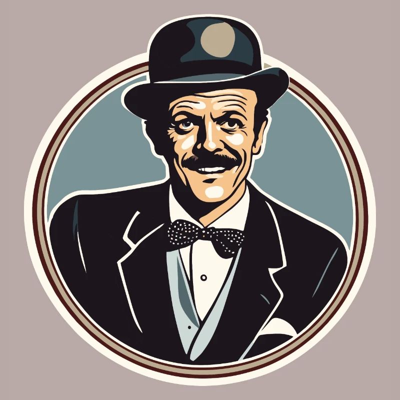 Terry Thomas Vintage Vector Bowler Hat design