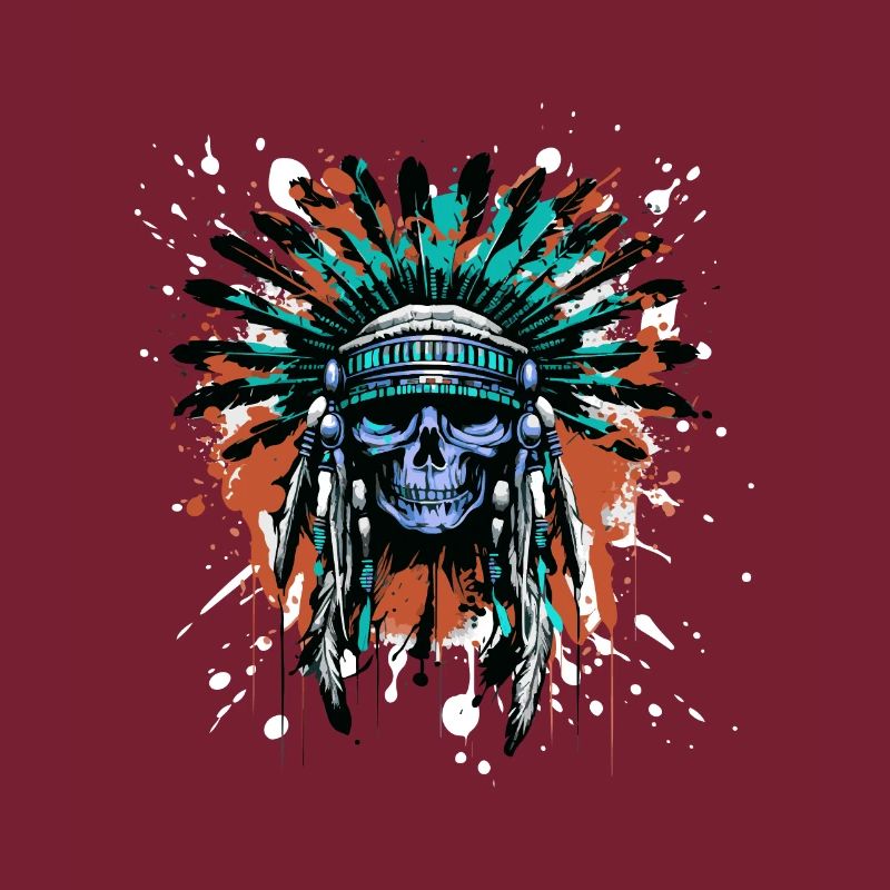 Apache Skull Indian Colorful