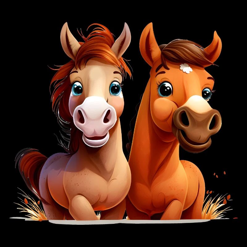 Pferdeshirt Pferde Reiten Comic Wallach Mädchen