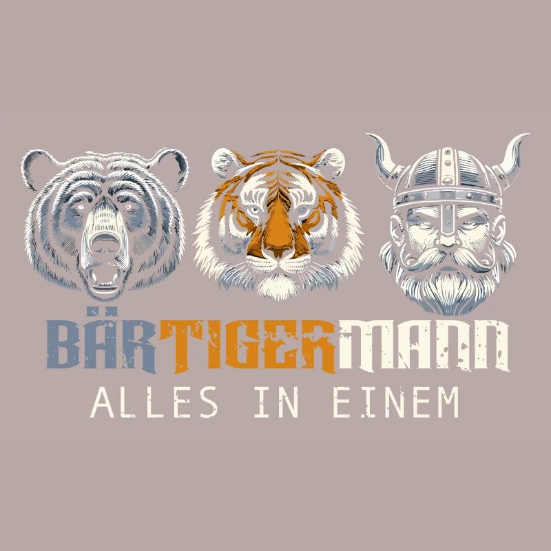 Bärtigermann Bär Tiger Mann Geschenk Bart Sprüche