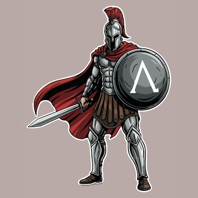 Hoplite Spartiate Lambda Bouclier Épée Mascotte