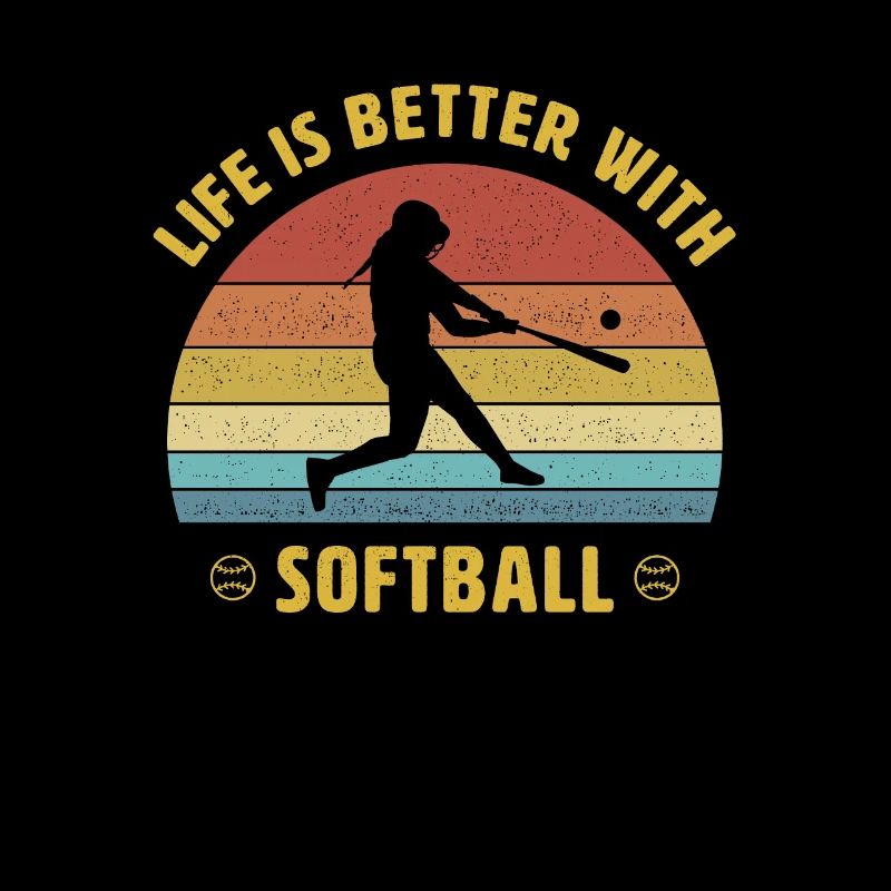 Life is better with softball saying gift