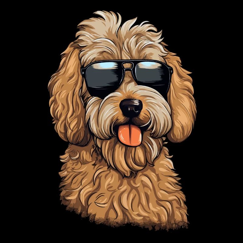 Coole Goldendoodle mit Sonnenbrille