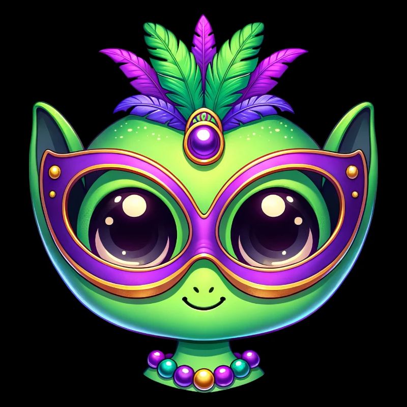 Mardi Gras Alien Kopf Comic Maske