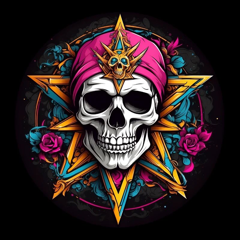 decorative colorful skull motif in gothic style