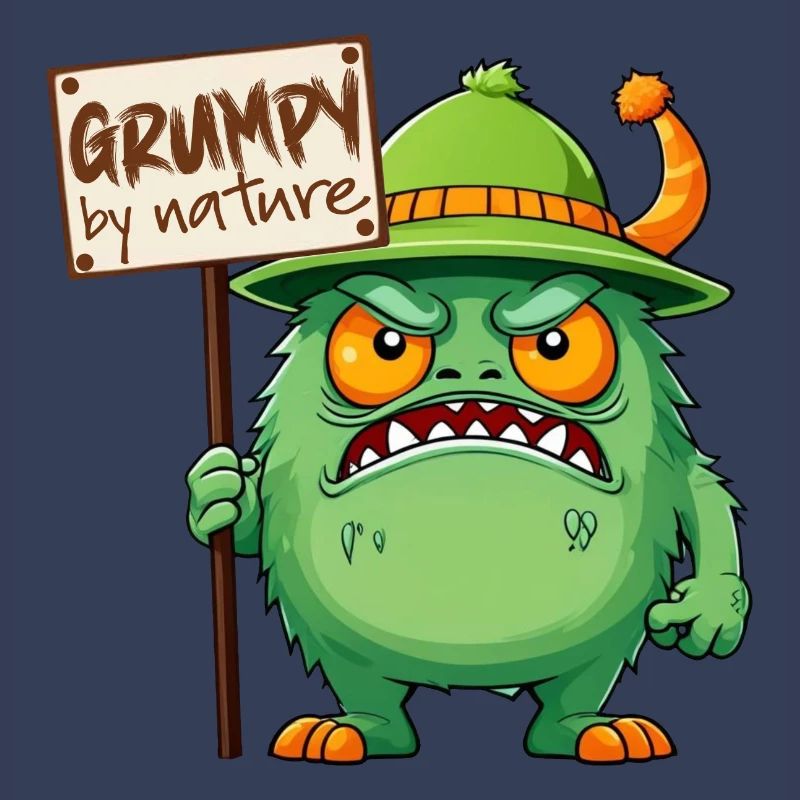 Funny monster grumpy grumpy bad-tempered