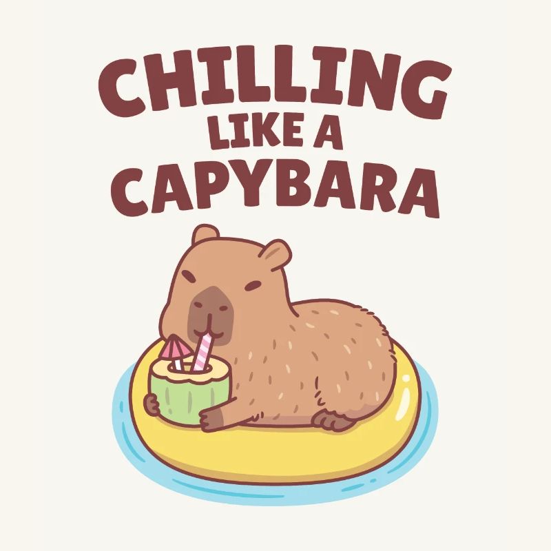 Capybara On Pool Float Chilling Like A Capybara
