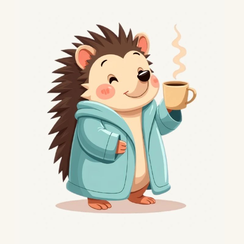 hérisson avec motif de pull de café
