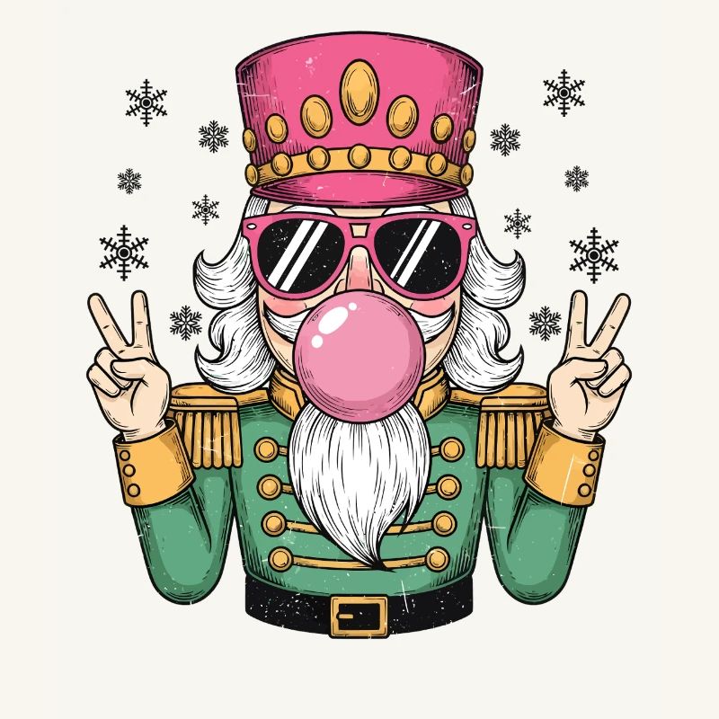 Nutcracker blows chewing gum