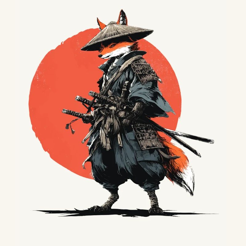 Fox Samurai under Ember Sun