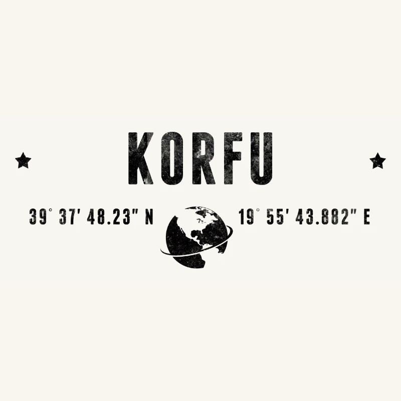 Corfu Stylized Geographical Coordinates