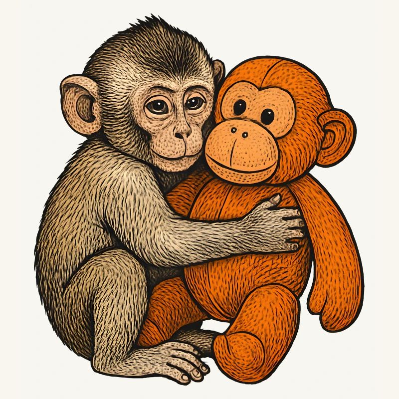 Cuddle buddy monkey and orang