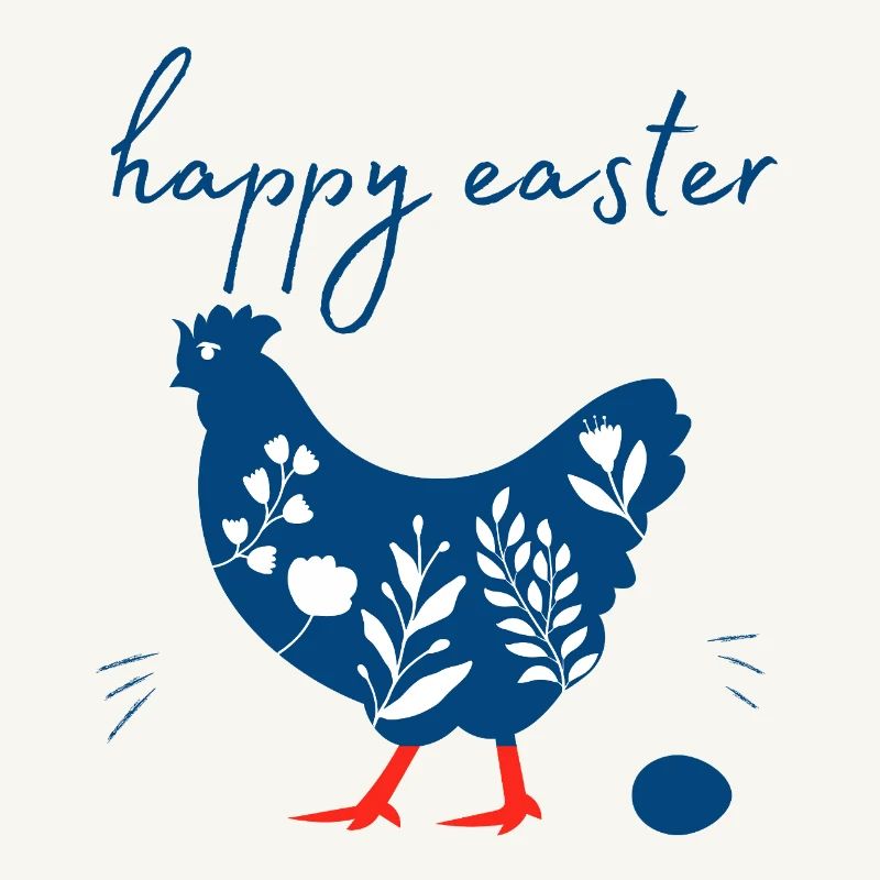 Happy Easter. Happy Easter. Easter egg and hen