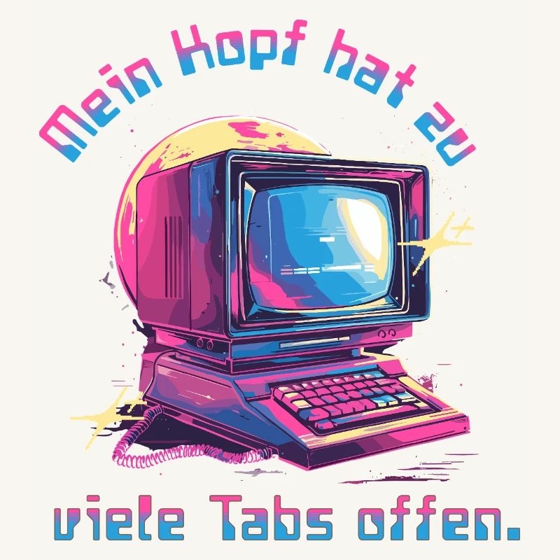 Vintage Computer Neon Tabs Open