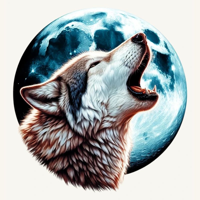 Wolf howls at the full moon