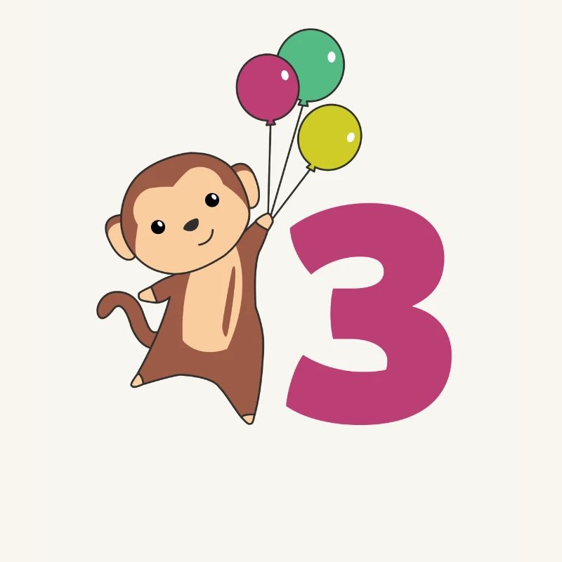 Affe dritter Geburtstag Luftballons Affen Kinder