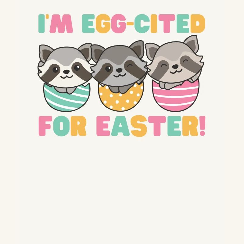 cute raccoons for Easter with Easter eggs raccoon