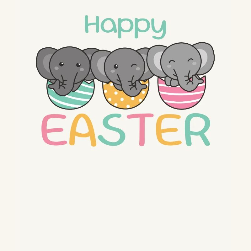 cute elephants at Easter with Easter eggs elephant