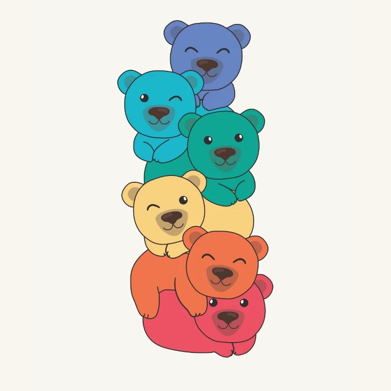 Rainbow Flag Pride LGBTQ Mignon Bear Stack
