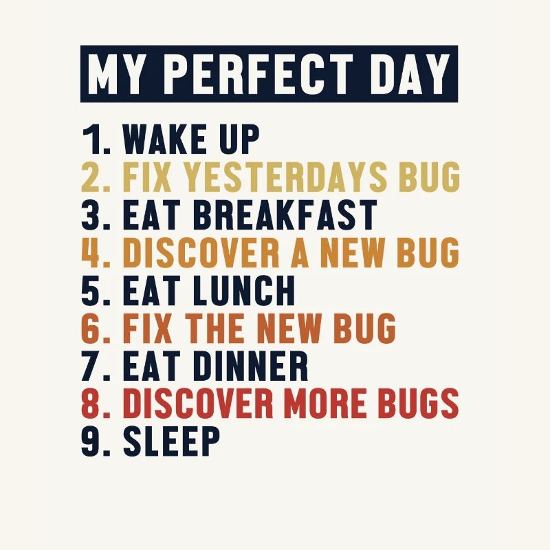 Fix Bugs Perfect Day Developer Coder Programmierer