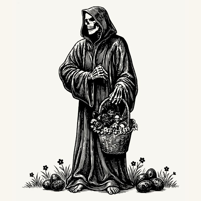 Todesfigur Osterkorb Versteckte Eier Gras