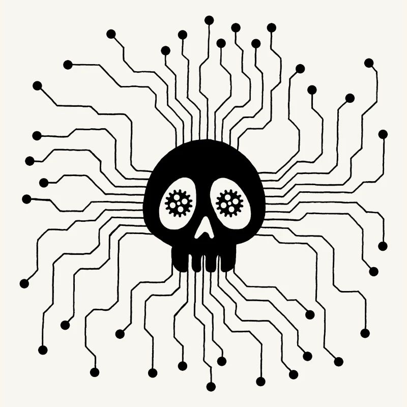 Black microprocessor skull