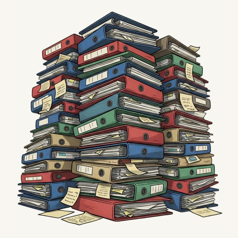 Folder Stack Office Chaos