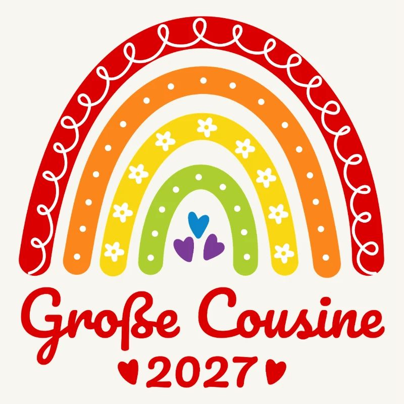 Große Cousine 2027 Boho Regenbogen bunt