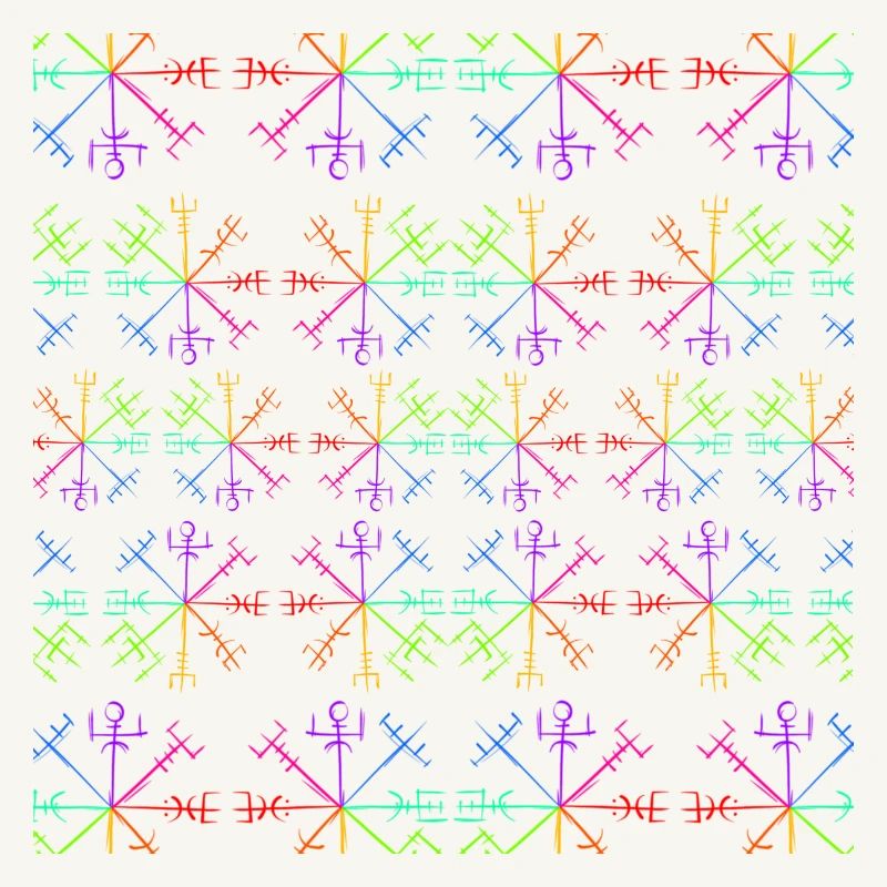 Pattern symbol Vikings Vegvisir multicolored