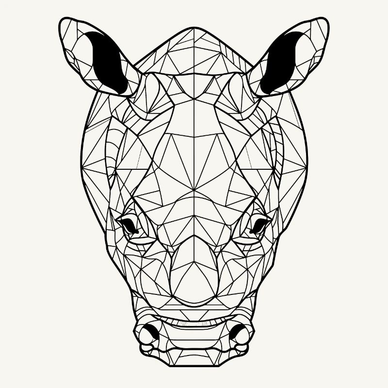 Geometric Rhinoceros Head: Angular Artwork