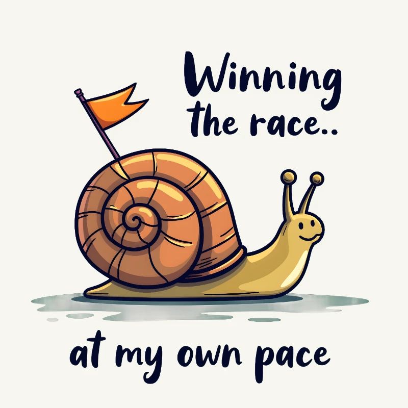 Escargot avec drapeau « Gagner la course »