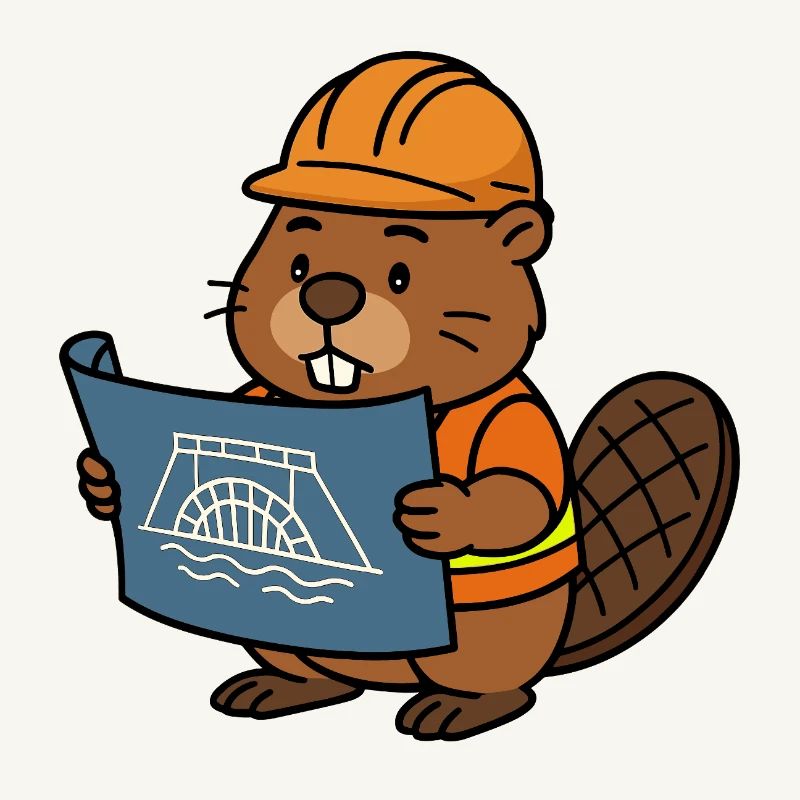 Beaver Ouvrier du bâtiment Bob Maître constructeur Plan Construction Barrage