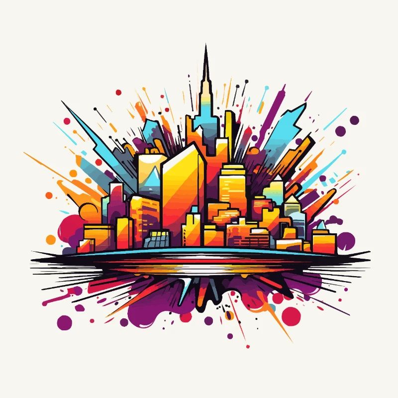 Bunte Stadtsilhouette Explosion