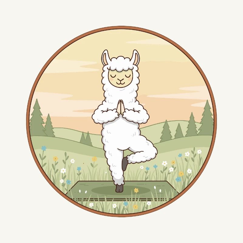 Yoga Llama Alpaca Doing Tree Pose