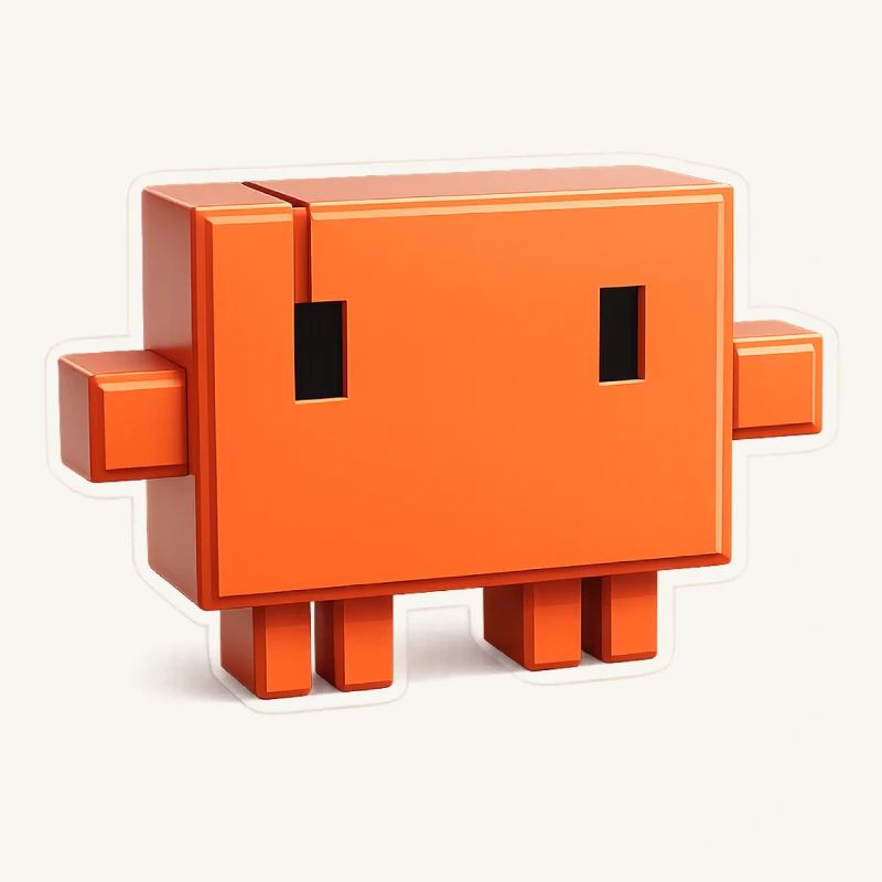 Claude Code Pixel 3D Maskottchen süßer Dev-Aufkleber